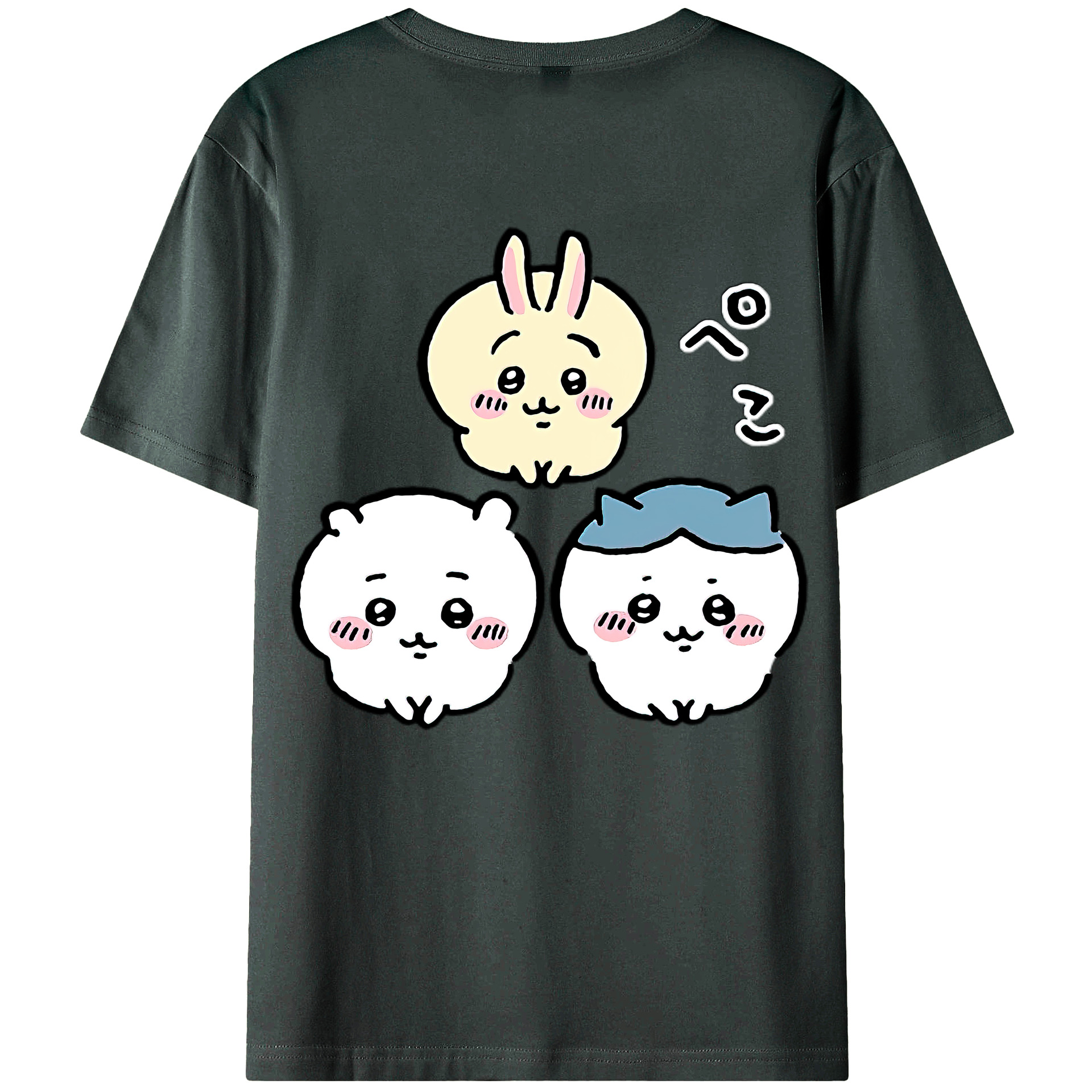 （画像用） ちいかわ うさぎ Chii-kawa usagi 綿100％ メンズ半袖Tシャツ（バックプリント） 通気性